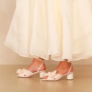 Loeffler Randall SOLD OUT NWOT Pearl Dahlia Pleated Bow Block Heel Wedding Shoes